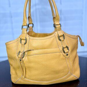 Cole Haan Yellow Pebbled Leather Shoulder Bag Tote
